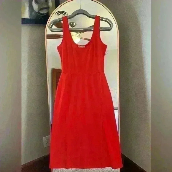 Nordstrom Open Edit Scoop Neck Orange Bodycon Midi Tank Dress Women's Small NWT - Picture 4 of 7